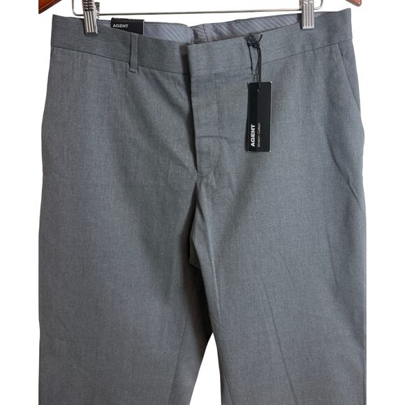 Express Agent 33 x 30 Slim Fit Dress Pants Gray Flat Front Stretch Men NWT New - Picture 2 of 10